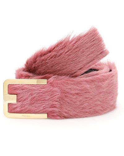 prada fur belt pink